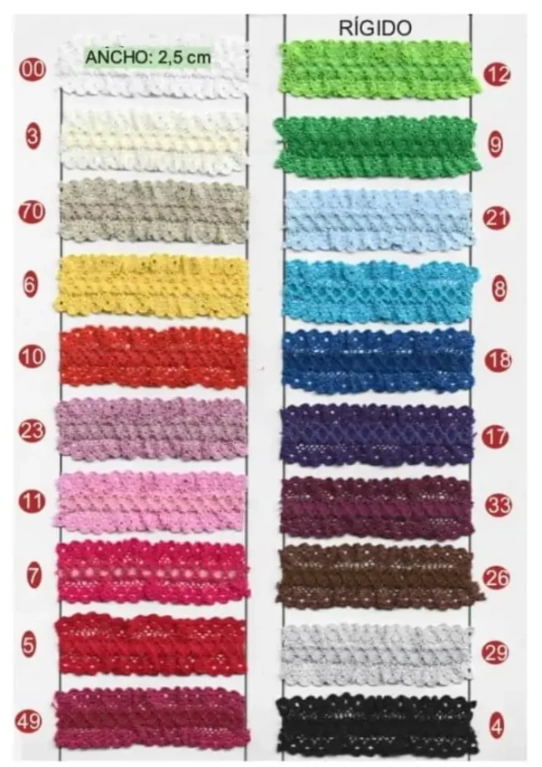 Colorido Entredós encaje fruncido rígido
