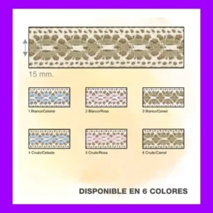 Entredós bolillo bicolor ancho 1,5cm