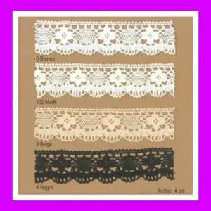 Puntilla bolillo algodón ancho 4cm