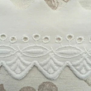 Puntilla bordada blonda en pico