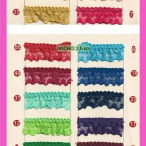 Puntilla fruncida encaje ancho 2,5cm