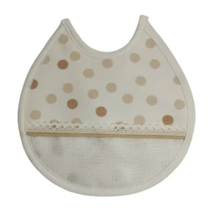 Babero para bebé de piqué y felpa con bies blanco